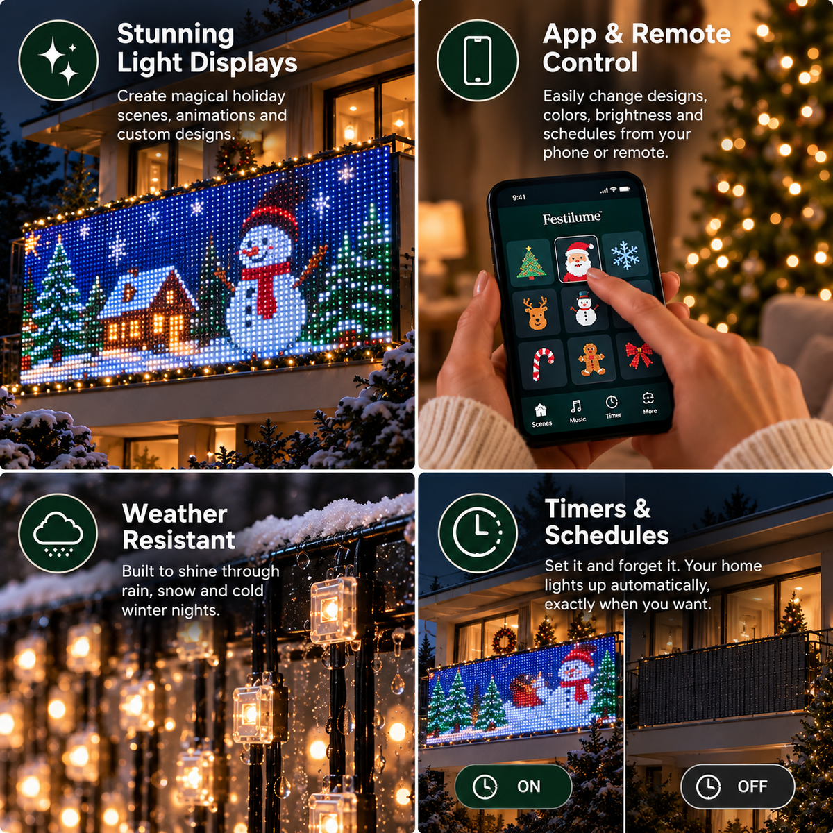AlphaWearLabs™ Smart Animated Christmas Balcony Lights