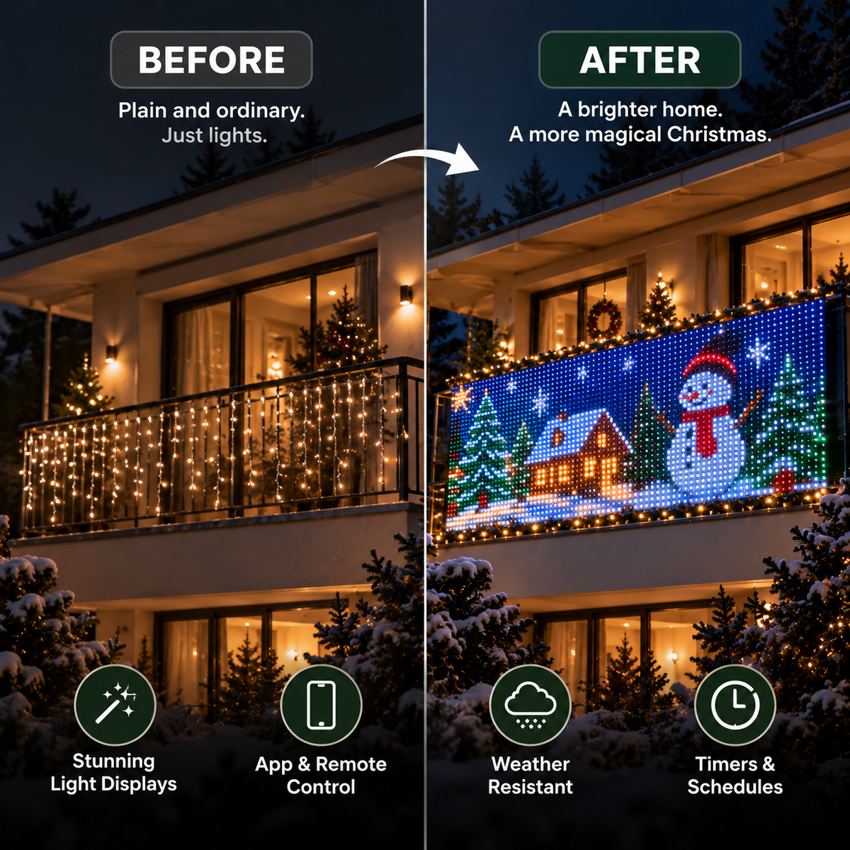 AlphaWearLabs™ Smart Animated Christmas Balcony Lights