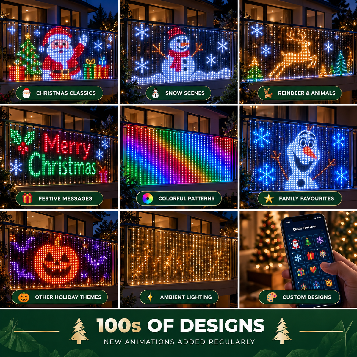 AlphaWearLabs™ Smart Animated Christmas Balcony Lights