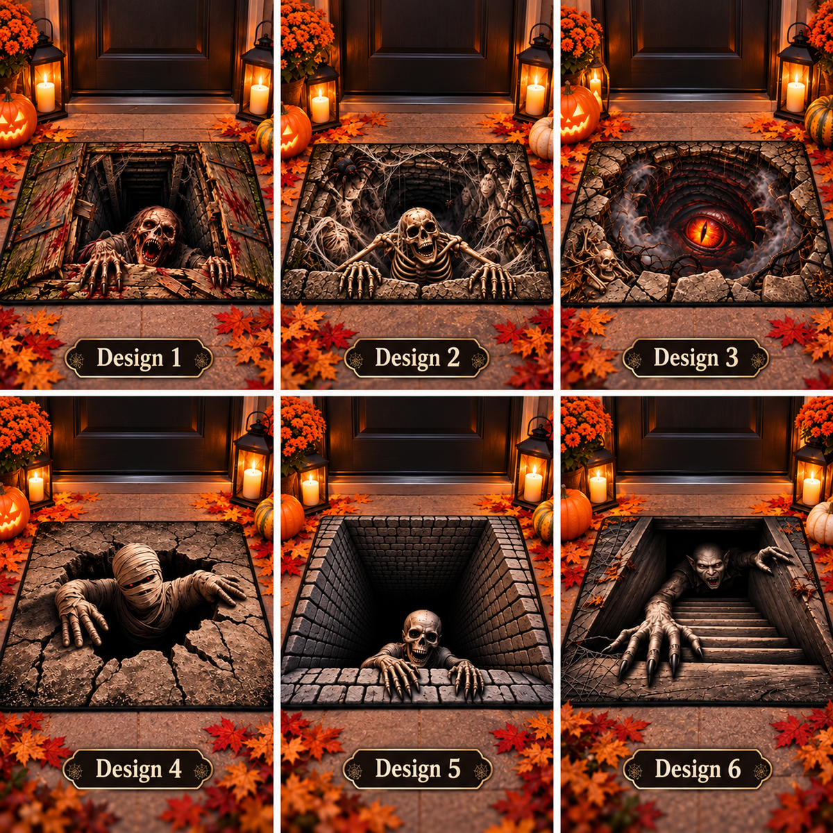3D Halloween Doormat – Spooky Mummy Door Mat for Front Porch, Creepy Halloween Home Decor
