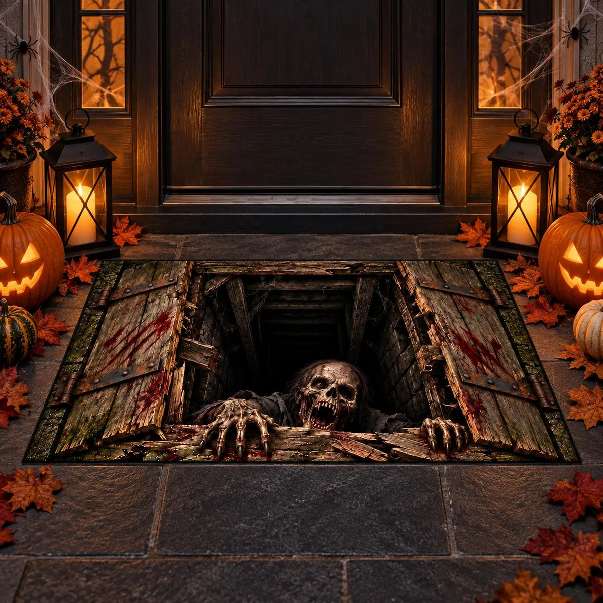 3D Halloween Doormat – Spooky Mummy Door Mat for Front Porch, Creepy Halloween Home Decor