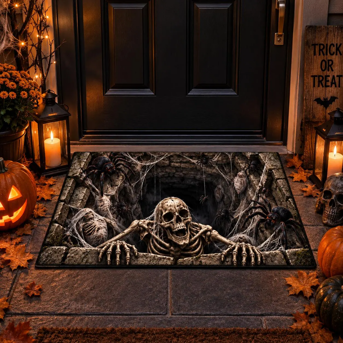 3D Halloween Doormat – Spooky Mummy Door Mat for Front Porch, Creepy Halloween Home Decor
