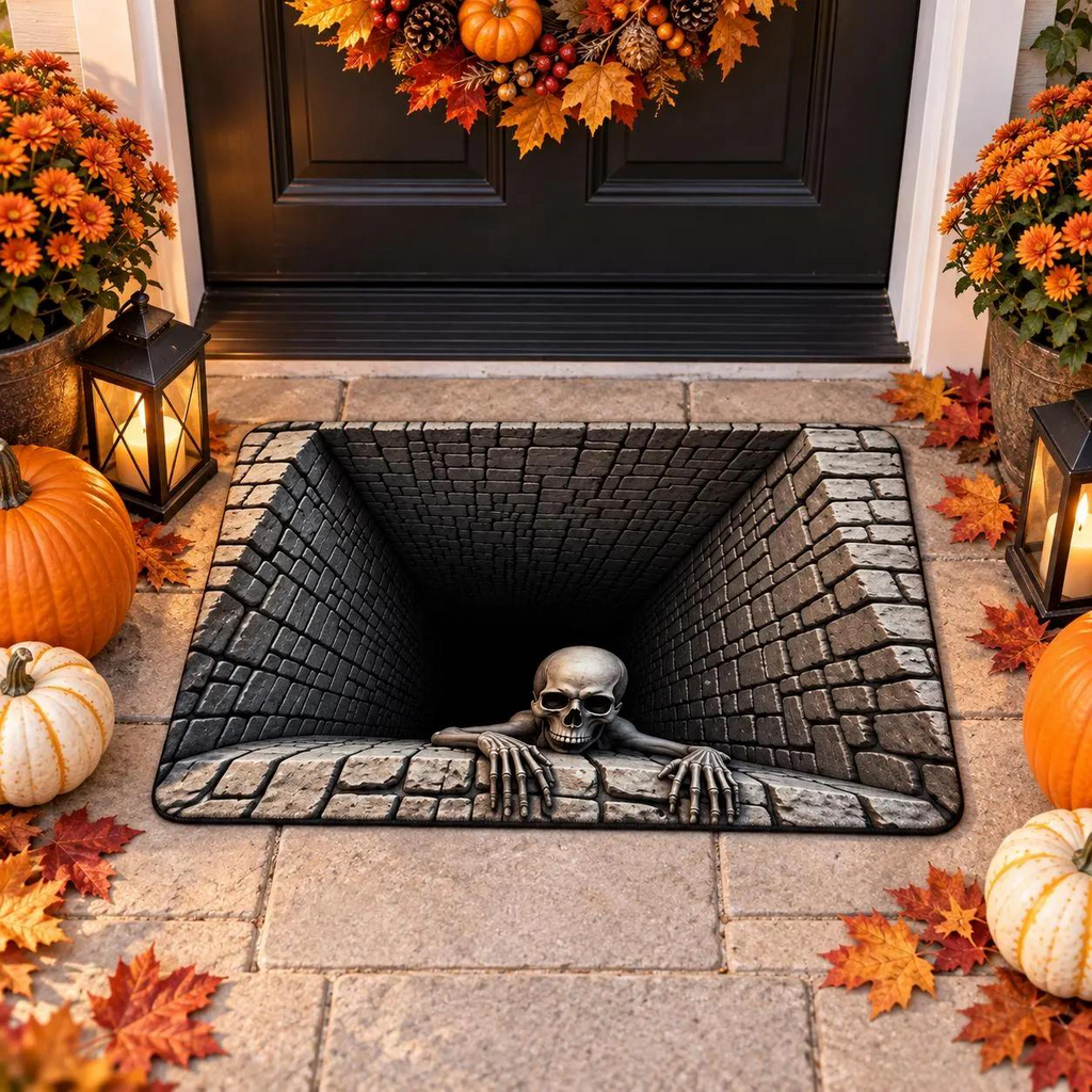 3D Halloween Doormat – Spooky Mummy Door Mat for Front Porch, Creepy Halloween Home Decor