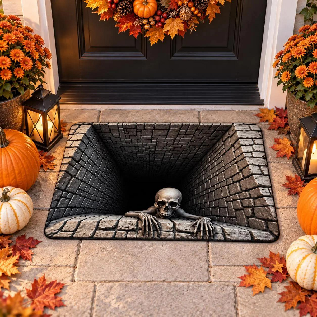 3D Halloween Doormat – Spooky Mummy Door Mat for Front Porch, Creepy Halloween Home Decor