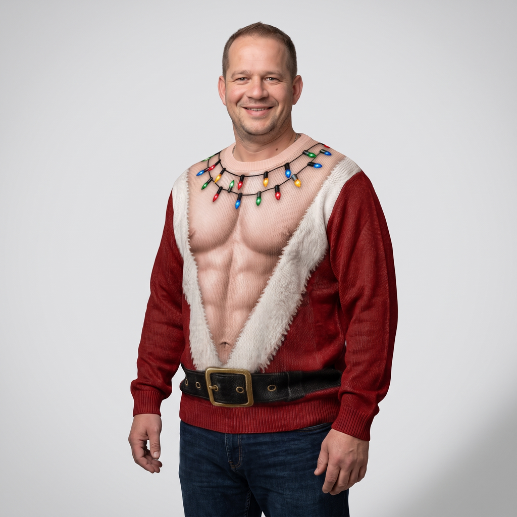 JingleDrip Christmas Sweater on model