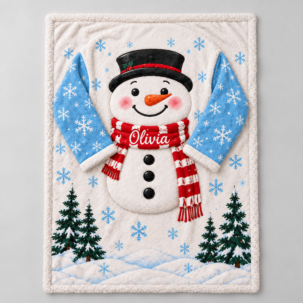 Personalized Wearable Blanket with Sleeves, Custom Name Oversized Sherpa Throw Blanket, Cozy Christmas Gift