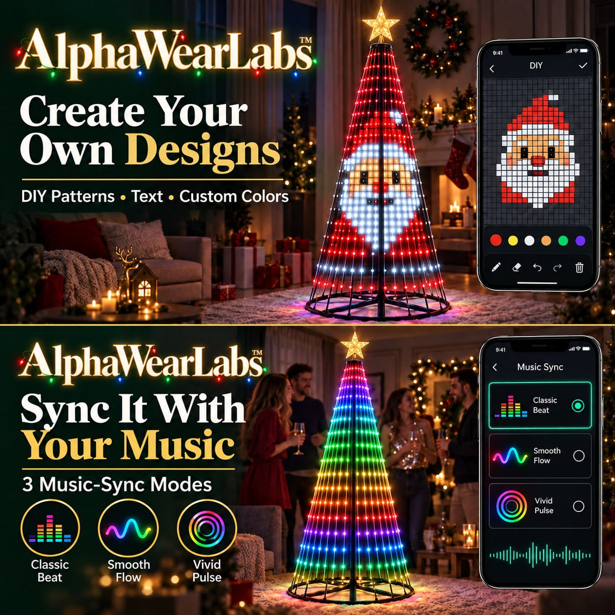 AlphaWearLabs™ Smart Christmas Tree Lights