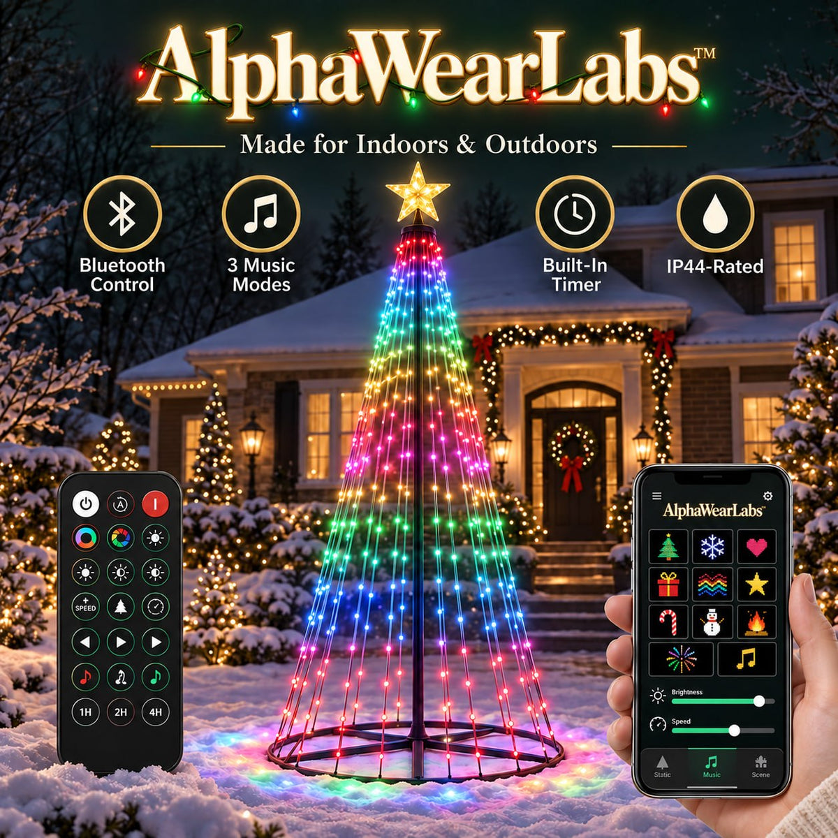 AlphaWearLabs™ Smart Christmas Tree Lights