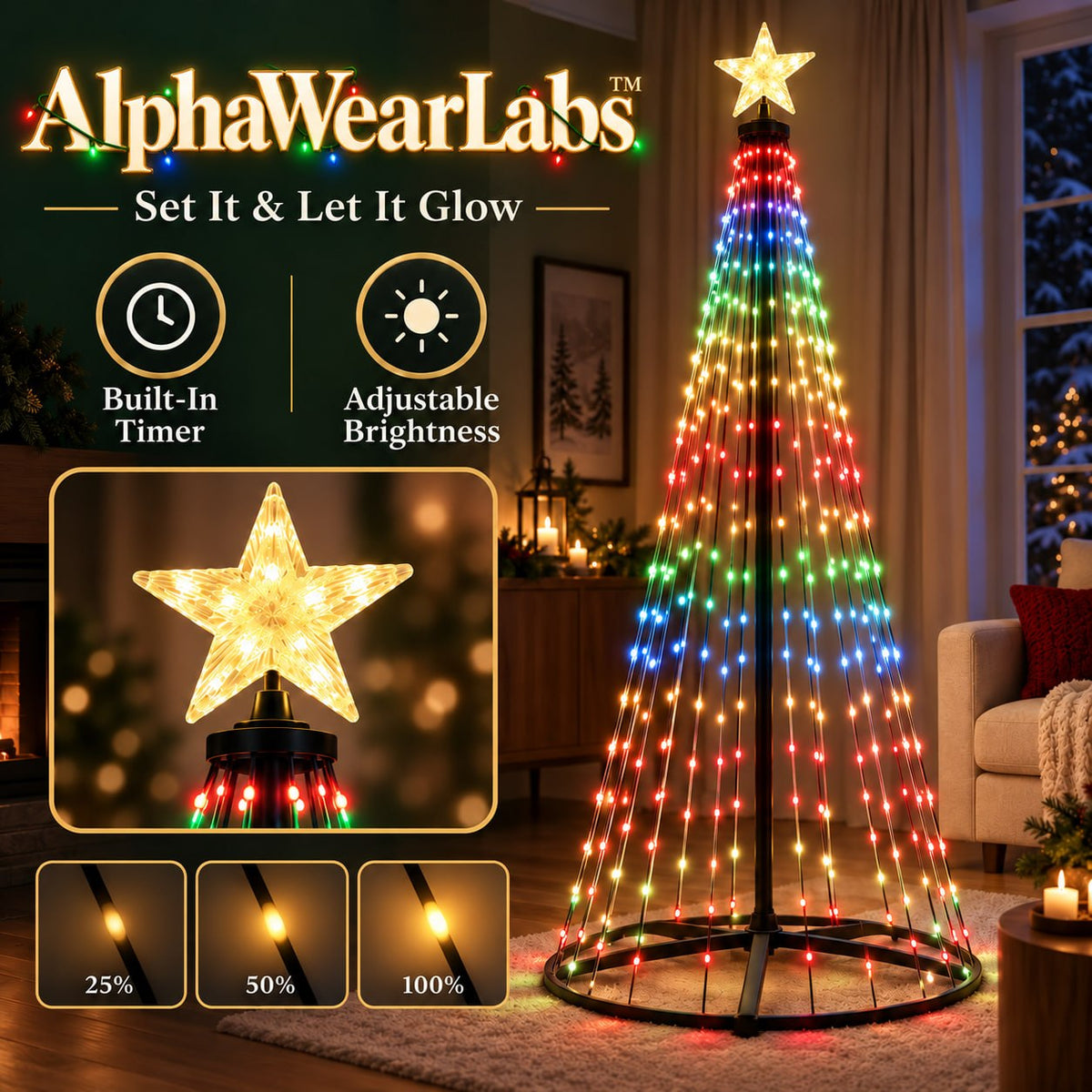 AlphaWearLabs™ Smart Christmas Tree Lights