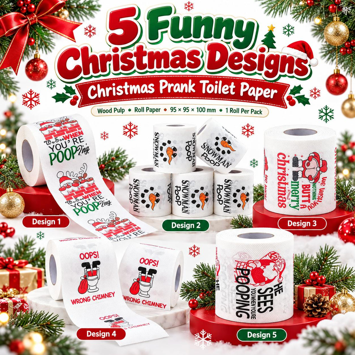 [FREE SHIPPING] Christmas Prank Toilet Paper – Funny Christmas Gag Gift, White Elephant Gift & Holiday Bathroom Décor